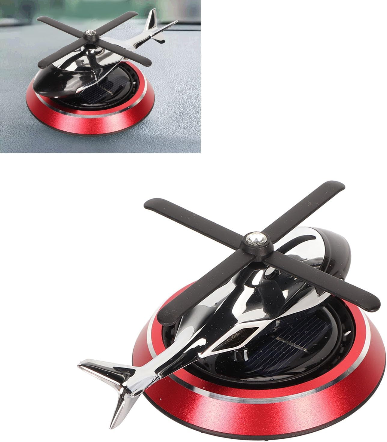 Helicopter Car Air Fresheners Rotating, Solar Car Fresheners Airplane Car Perfume Decoration for Office Bar, Relieve Stress Alloy Car Essential Oil Diffuser for Home (Red)