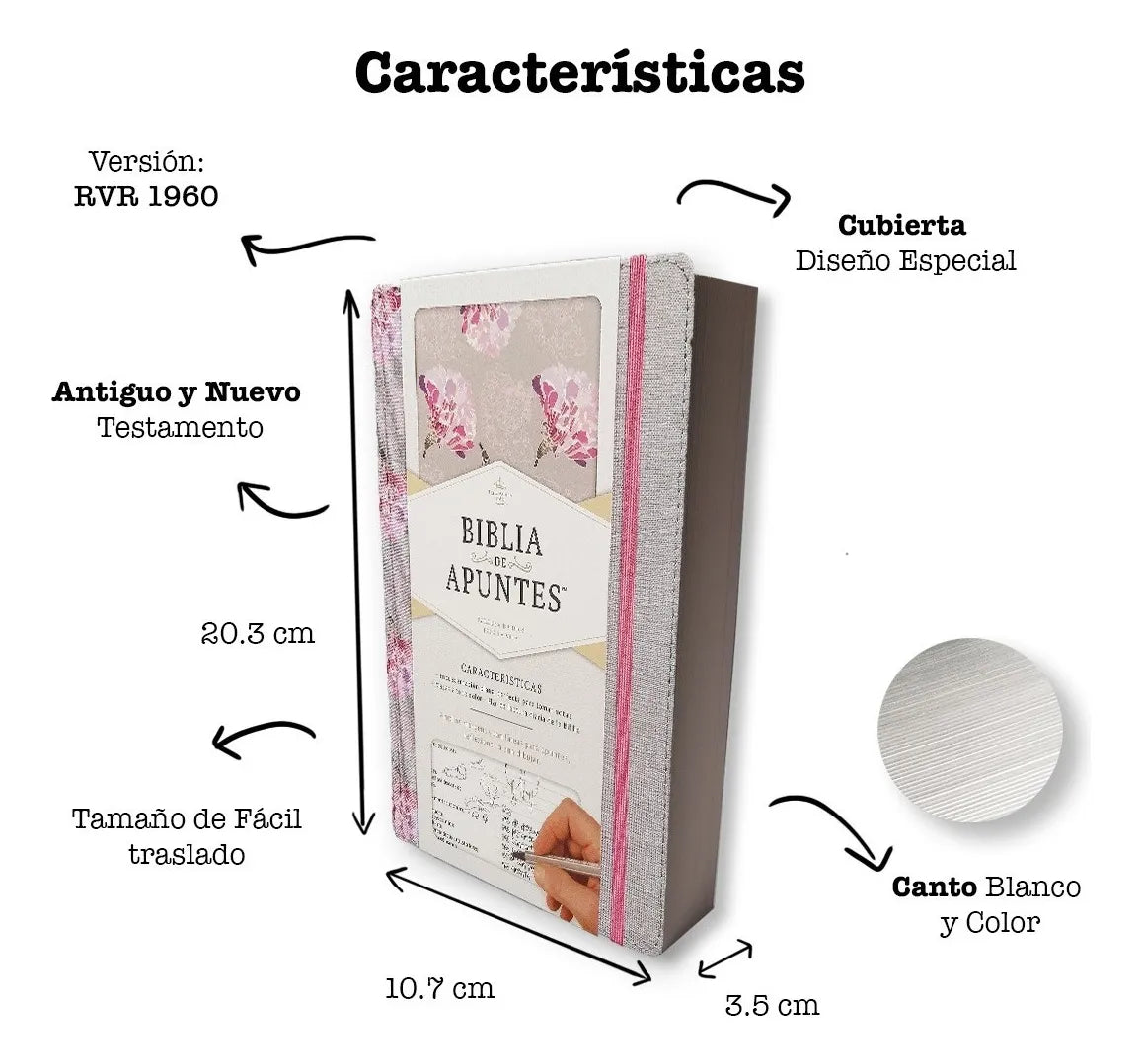 Biblia de Apuntes RVR60 Gris/Floral